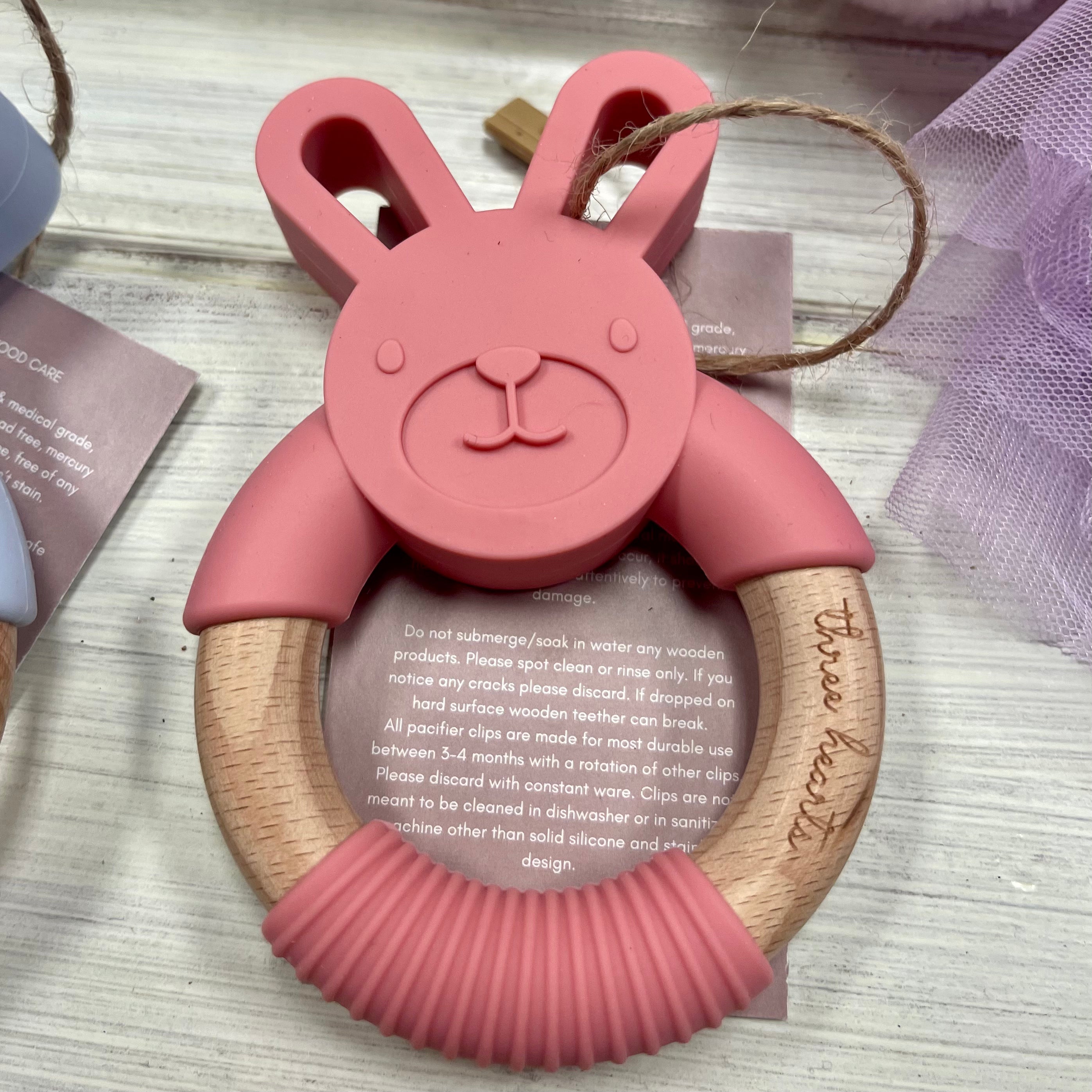 Dusty Rose Bunny Teether