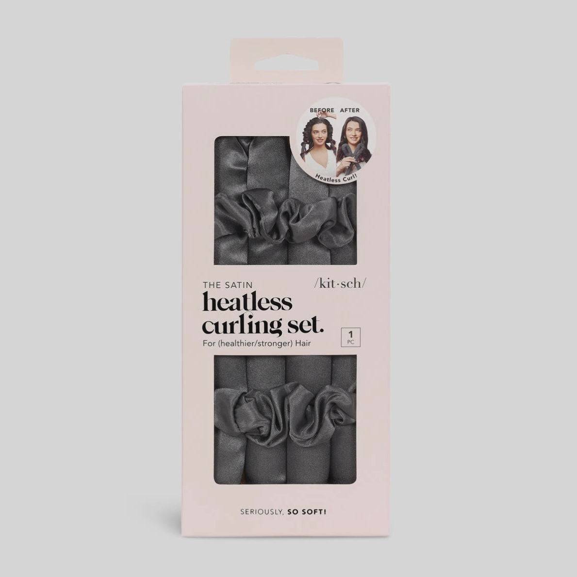 Satin Heatless Curling Set - Charcoal