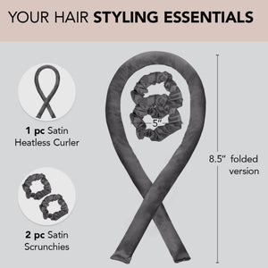 Satin Heatless Curling Set - Charcoal