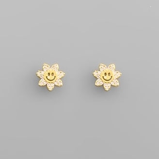 CZ Flower Smile Studs