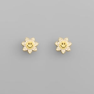 CZ Flower Smile Studs