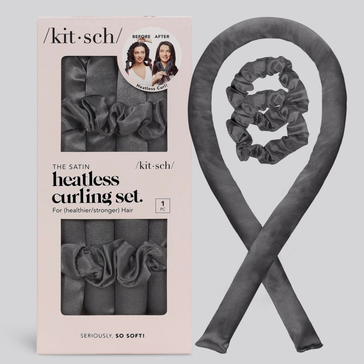 Satin Heatless Curling Set - Charcoal