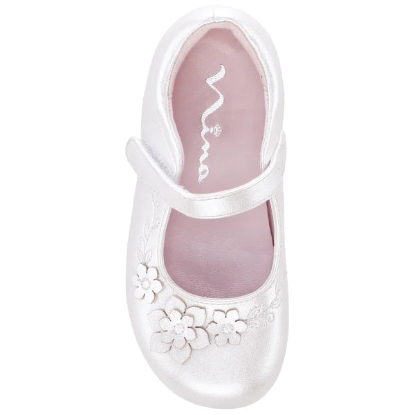 Nina Elodee White Shimmer Mary Jane