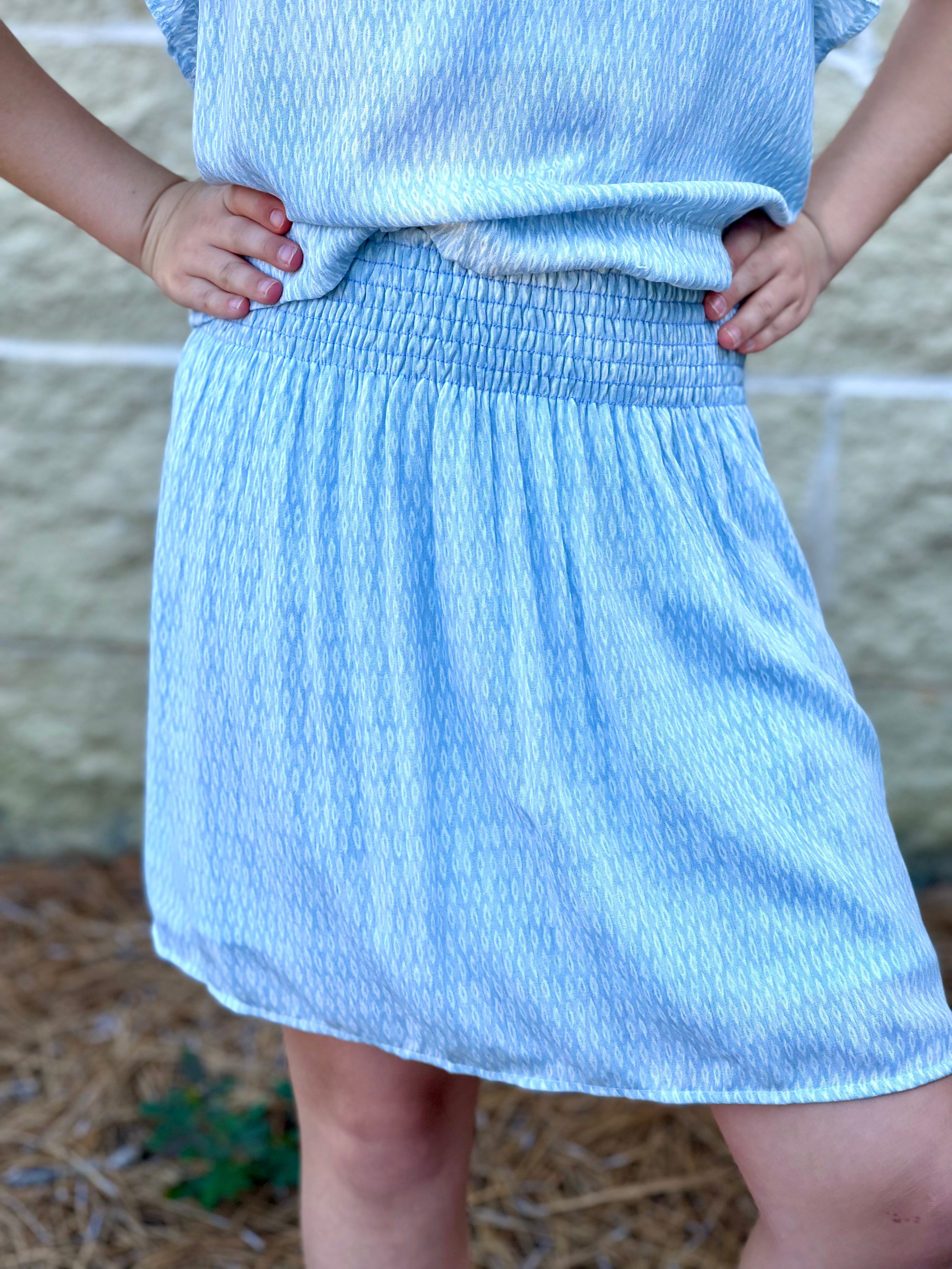 Light Blue Smocked Skirt