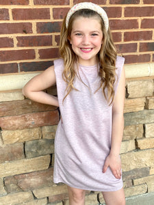 Dusty Pink Shoulder Pad Tunic Dress