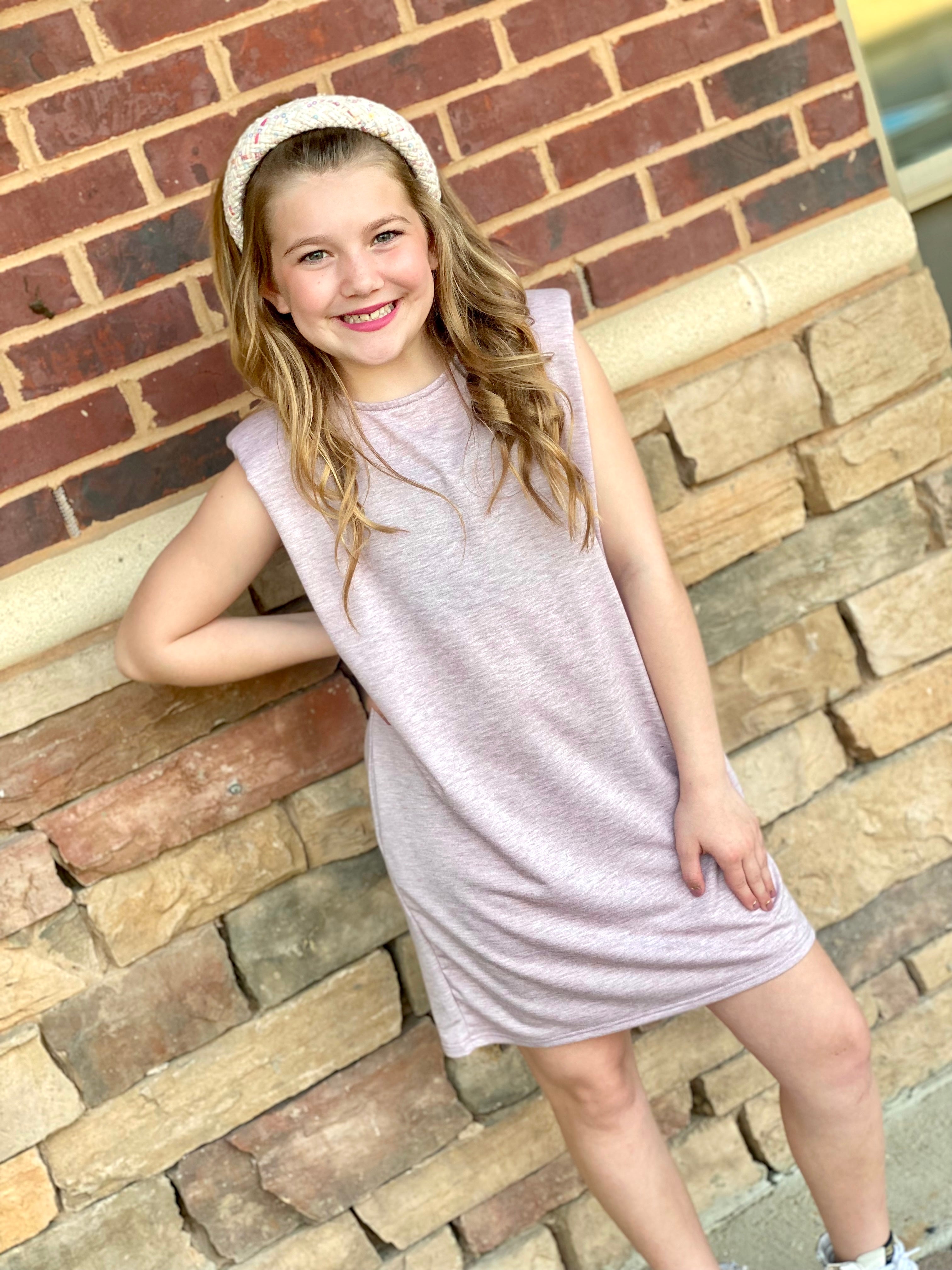 Dusty Pink Shoulder Pad Tunic Dress