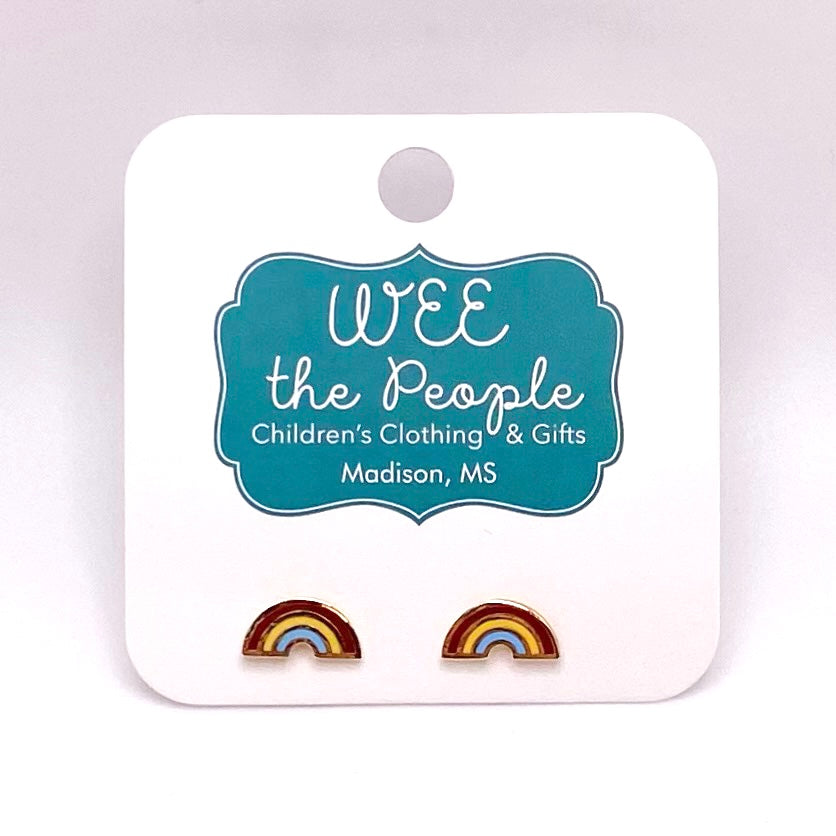 Brass Rainbow Stud Earrings