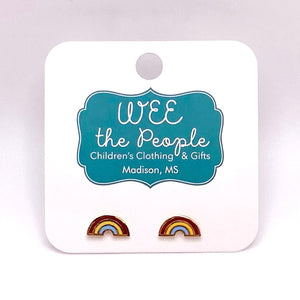 Brass Rainbow Stud Earrings