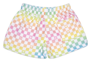 Ombre Checkerboard Plush PJ Shorts