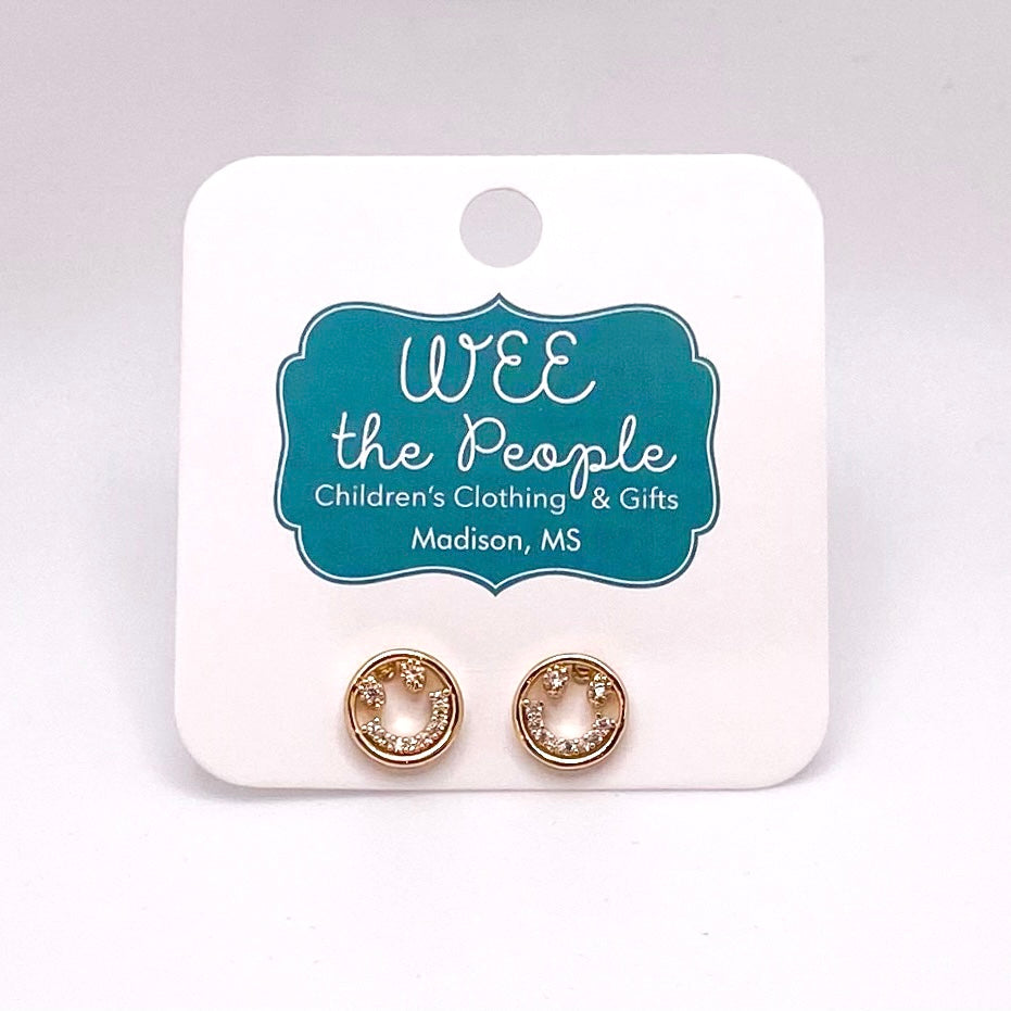 Crystal Smile Face Studs
