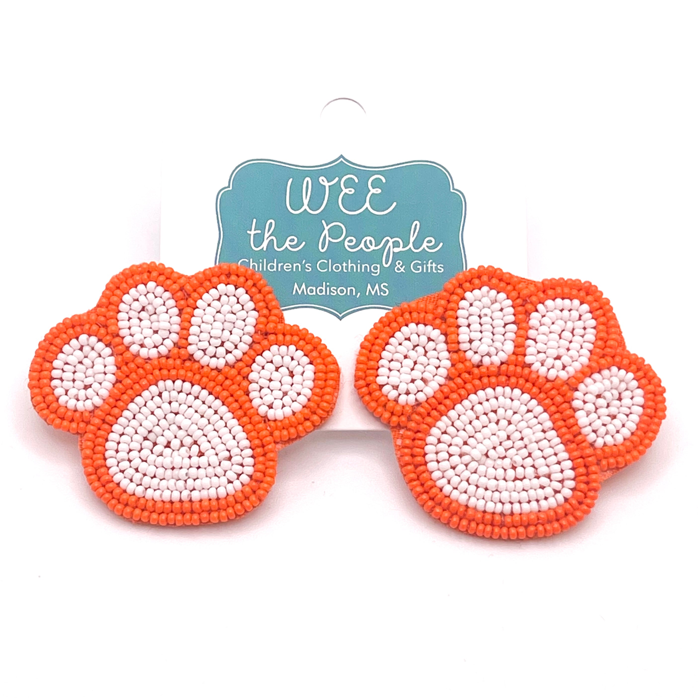 Bead Paw Print Earrings