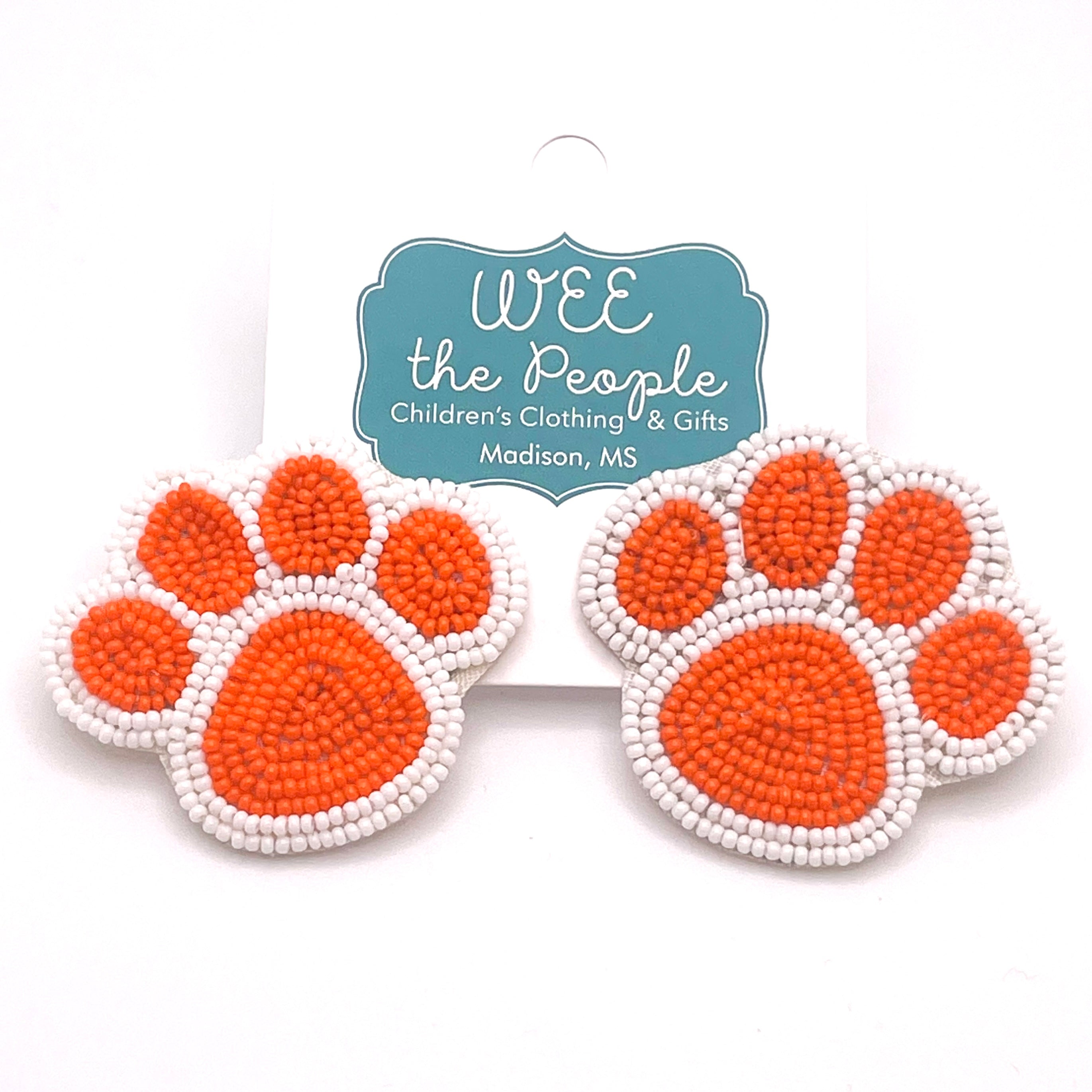 Bead Paw Print Earrings