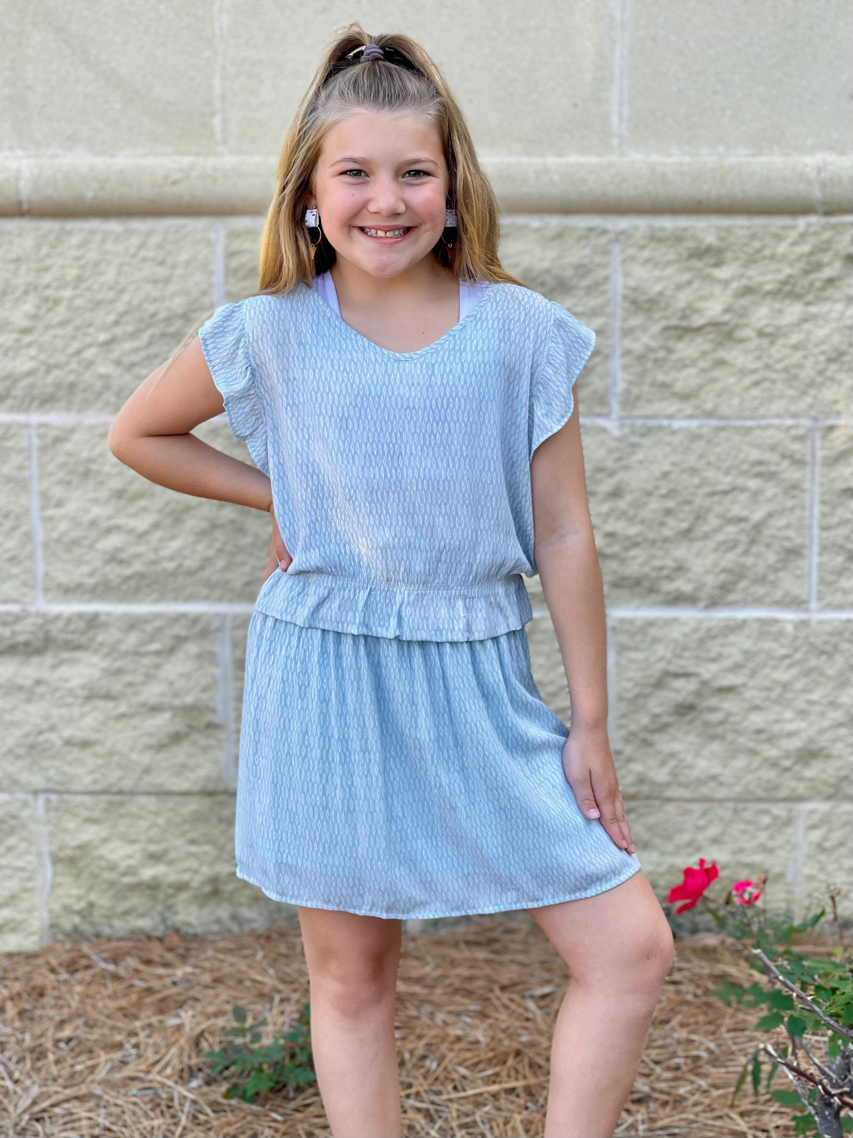 Light Blue Smocked Skirt