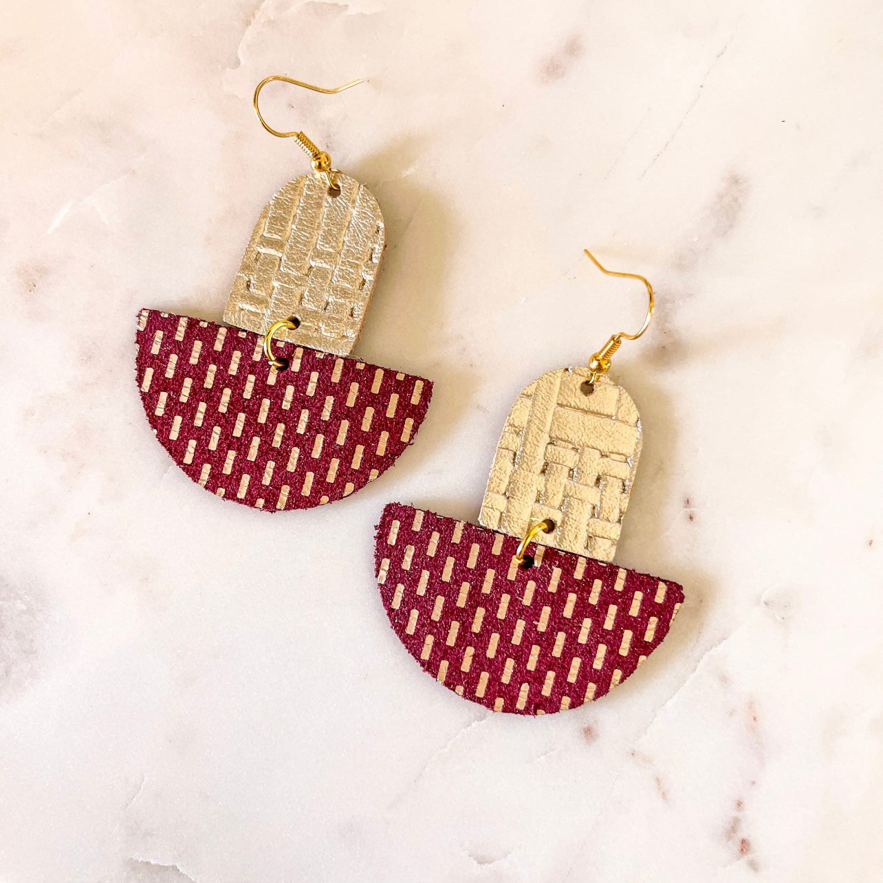 Sherri Maroon Leather Earrings
