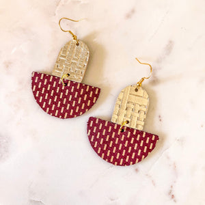 Sherri Maroon Leather Earrings
