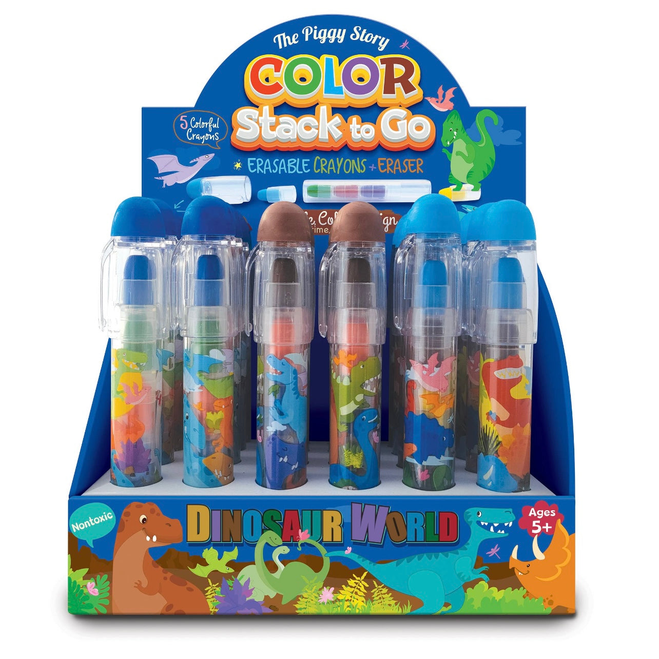 Dino Color Stack Erasable Crayons