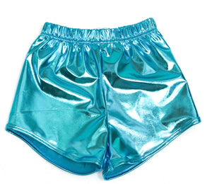 Ice Blue Metallic Wind Short