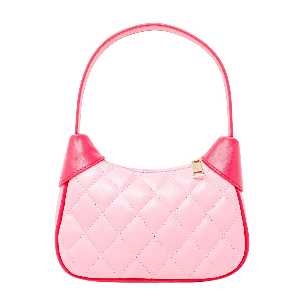 Pink Quilted Leather Shoulder Bag