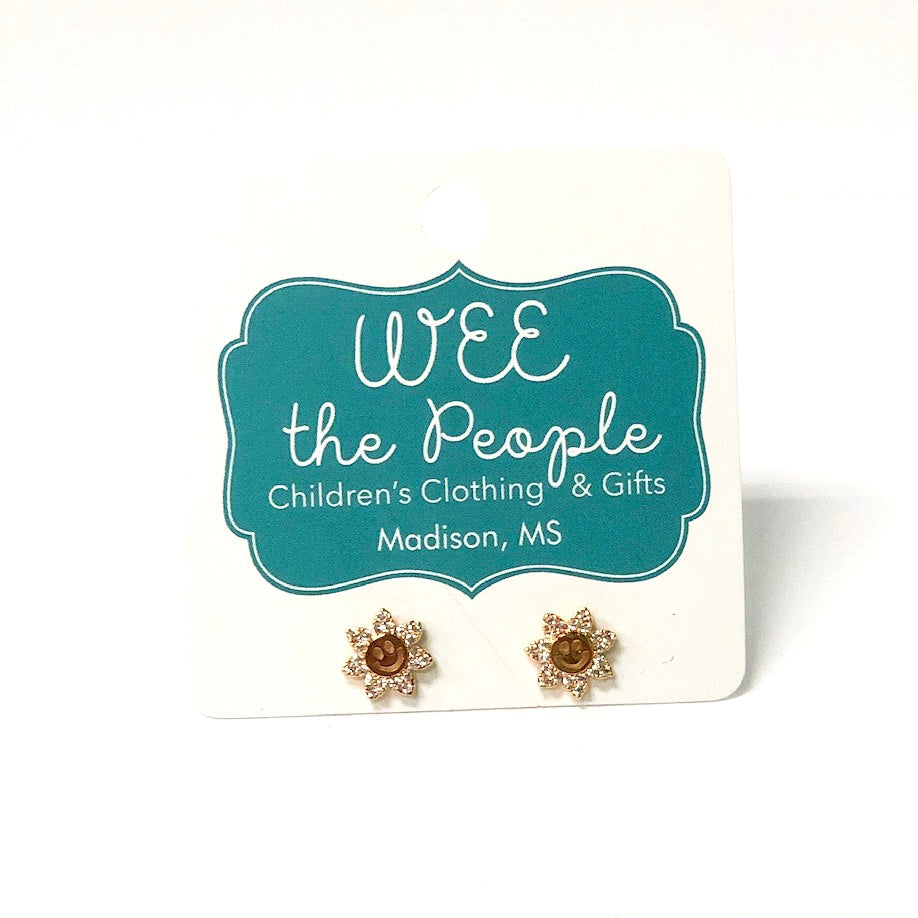 CZ Flower Smile Studs