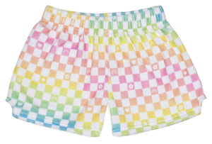 Ombre Checkerboard Plush PJ Shorts