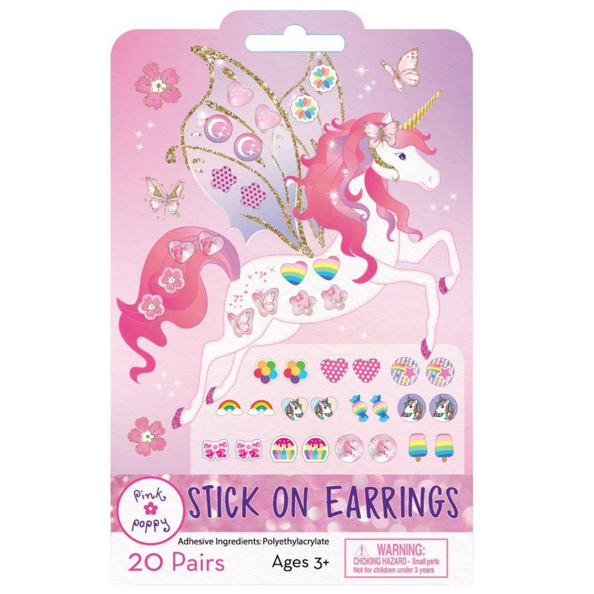 20 Pairs Unicorn Princess Stick On Earrings