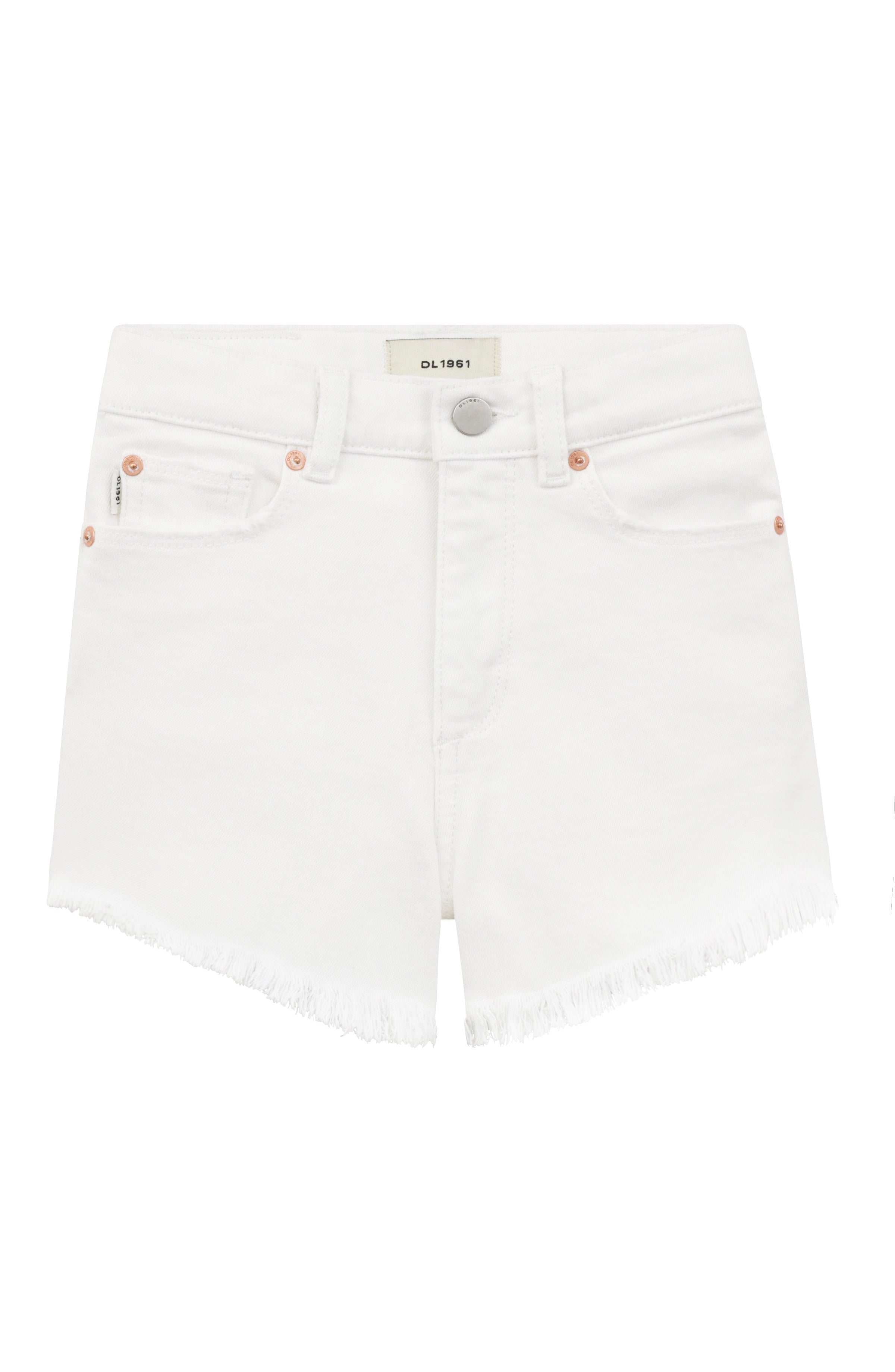 DL1961 Lucy White Frayed Denim Shorts