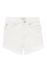 DL1961 Lucy White Frayed Denim Shorts